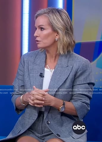 Jennifer’s grey ruched sleeve blazer and Shorts on Good Morning America