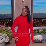 Jennifer’s red turtleneck maxi dress on The Jennifer Hudson Show