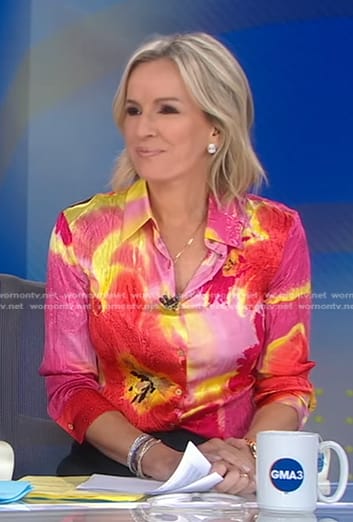 Jennifer's pink tie dye button down shirt on Good Morning America