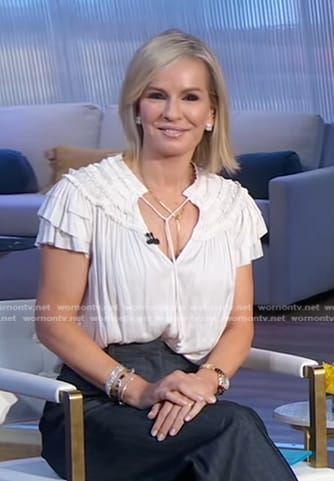 Jennifer's white ruffle tie neck top on Good Morning America