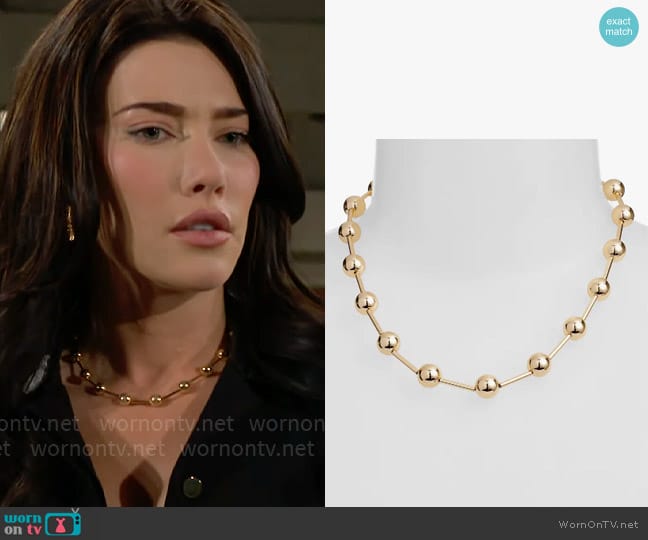 Jenny Bird Celeste Bead Station Necklace worn by Steffy Forrester (Jacqueline MacInnes Wood) on The Bold and the Beautiful