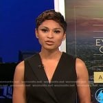 Jericka’s black sleeveless v-neck dress on CBS Evening News