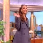 Jessica Alba’s gray double breasted blazer and shorts on The View