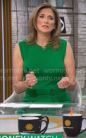 Jill Schlesinger's green belted dress on CBS Mornings