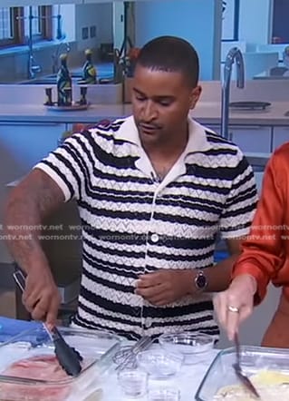 Joseph Johnson’s striped pointelle shirt on Good Morning America