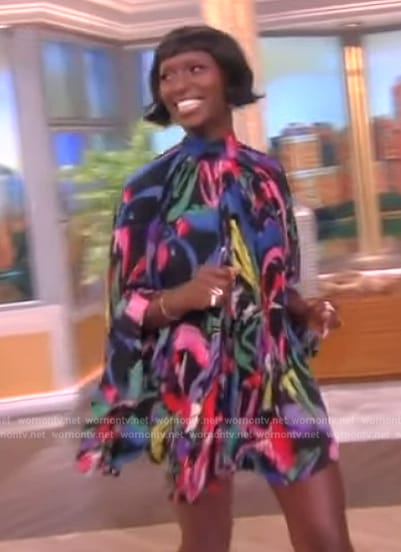 Jodie Turner-Smith's printed mini dress on The View