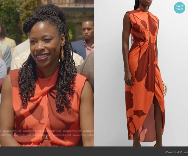 Johanna Ortiz Red Inspiring Vistas Crossover Sleeveless Maxi Dress worn by Grace James (Karimah Westbrook) on All American