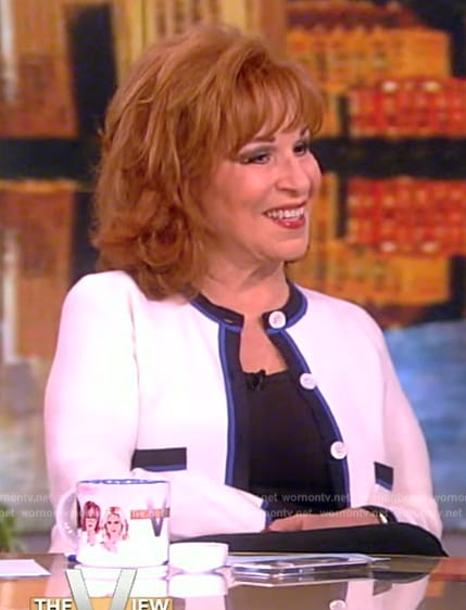 Joy’s white contrast cardigan on The View