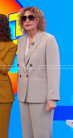 Judy Gold's grey double breasted blazer and pant suit on Good Morning America