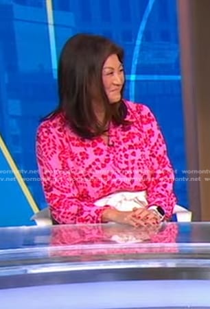 Juju's pink floral blouse on Good Morning America