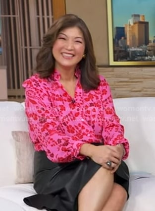 Juju's pink floral blouse on Good Morning America