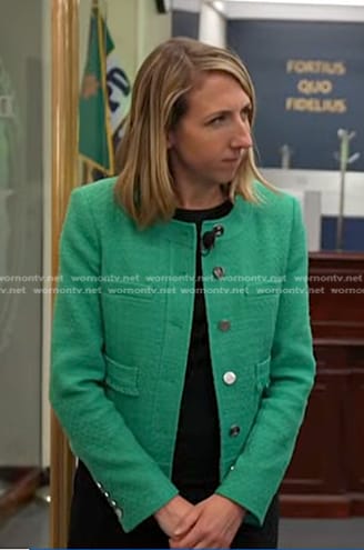 Julia Ainsley’s green tweed jacket on NBC News Daily