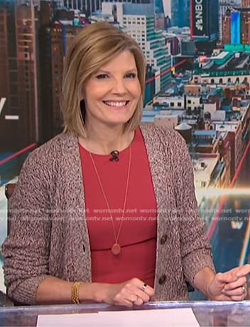 Kate's red marled cardigan on NBC News Daily