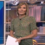 Kate Snow’s green paisley print top and jeans on NBC News Daily