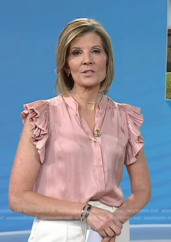 Kate Snow's pink ruffle sleeve top on Today