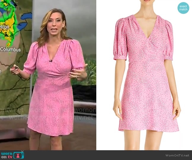 Kate Spade Meadow Puff-Sleeve Floral Wrap Dress worn by Stephanie Abrams on CBS Mornings