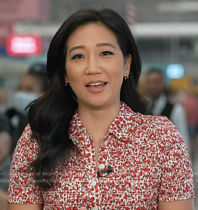 Kathy Park's red floral print smocked shirt on Today