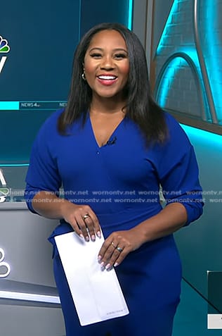 Kay's blue tie waist dress on NBC News Daily