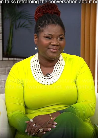 Kellie Carter Jackson's lime ombre dress on CBS Mornings