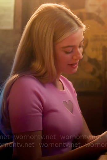 Kelly's pink heart cutout top on Pretty Little Liars Original Sin