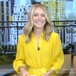 Kelly’s yellow tie waist shirtdress on Live with Kelly and Mark