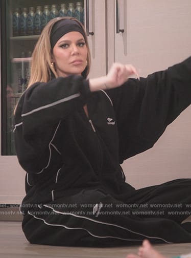 Khloe’s black track jacket and pants on The Kardashians