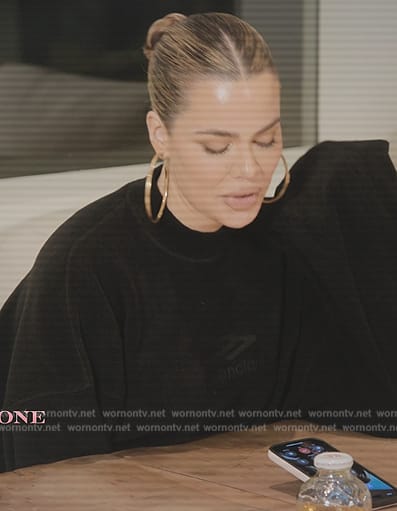 Khloe’s black Balenciaga logo sweatshirt on The Kardashians