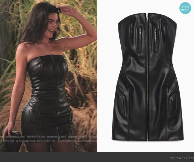 Khy Faux Leather Strapless Mini Dress worn by Kylie Jenner (Kylie Jenner) on The Kardashians