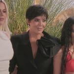 Kris’s black floral applique romper on The Kardashians