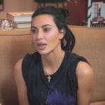 Kim’s black Evangelion graphic tee on The Kardashians