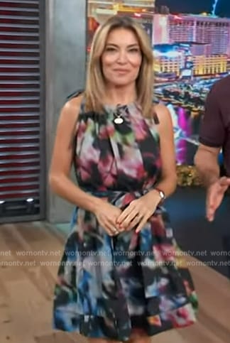 Kit's black belted tie dye dress on Access Hollywood