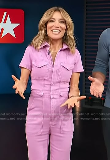 Kit’s pink denim jumpsuit on Access Hollywood