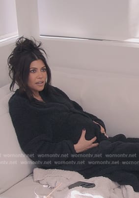 Kourtney's black teddy robe on The Kardashians