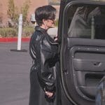 Kris’s black leather coat on The Kardashians