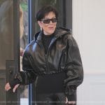 Kris’s black leather cropped jacket on The Kardashians