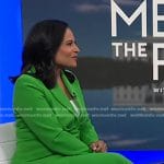 Kristen Welker’s green wrap blazer and pant suit on NBC News Daily