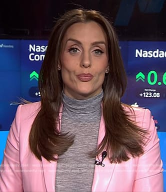 Kristina Partsinevelos’s pink leather blazer on NBC News Daily