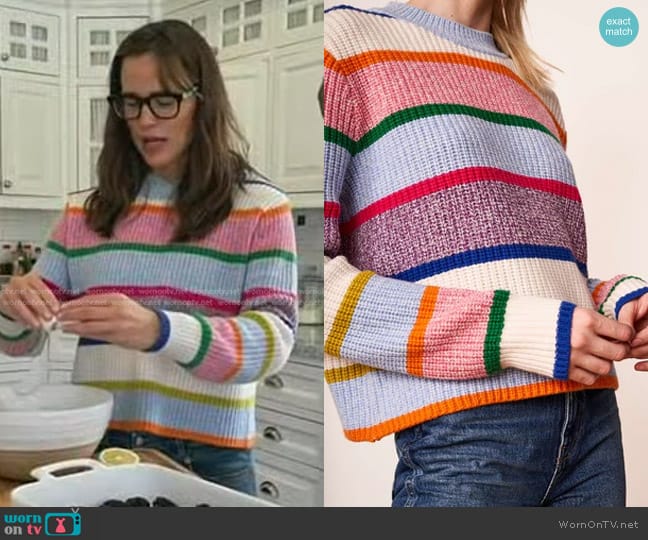 La Ligne Striped Crew Neck Sweater worn by Jennifer Garner on Today