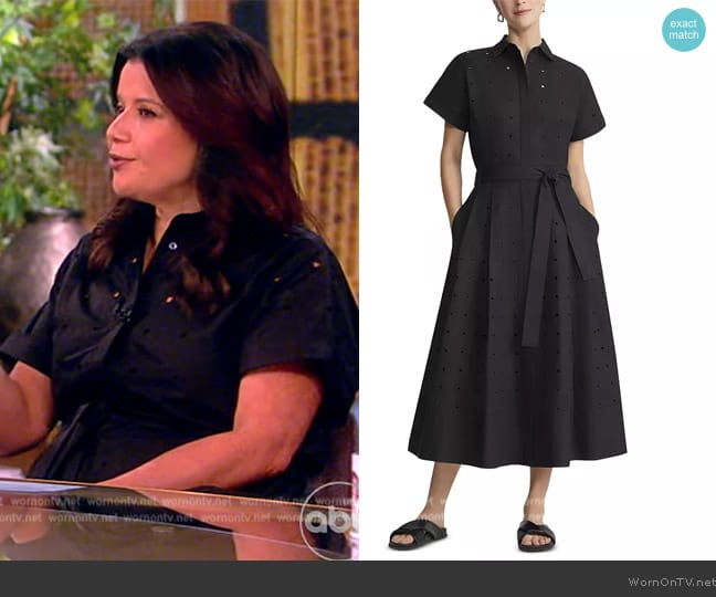 Lafayette 148 Eyelet-Embroidered Cotton Midi Shirtdress worn by Ana Navarro on The View