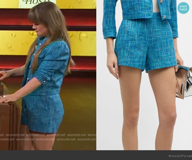 L'Agence Ashton Tweed Shorts worn by Kelly Clarkson on The Kelly Clarkson Show