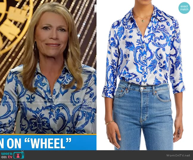 L'Agence Dani Paisley Silk Blouse worn by Vanna White on Today