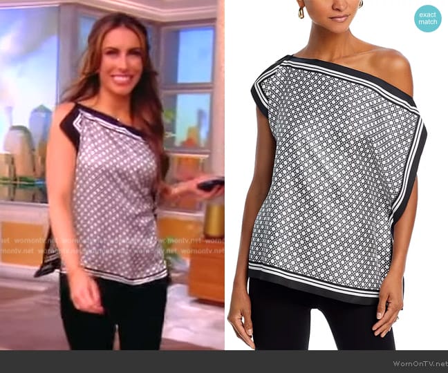 L'Agence Oskar One-Shoulder Scarf Top worn by Alyssa Farah Griffin on The View