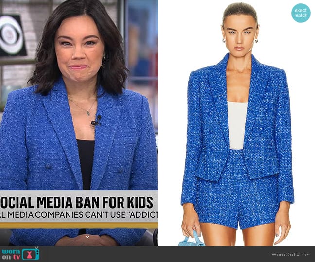 L'Agence Brooke Blazer in Twilight Blue worn by Jo Ling Kent on CBS Mornings