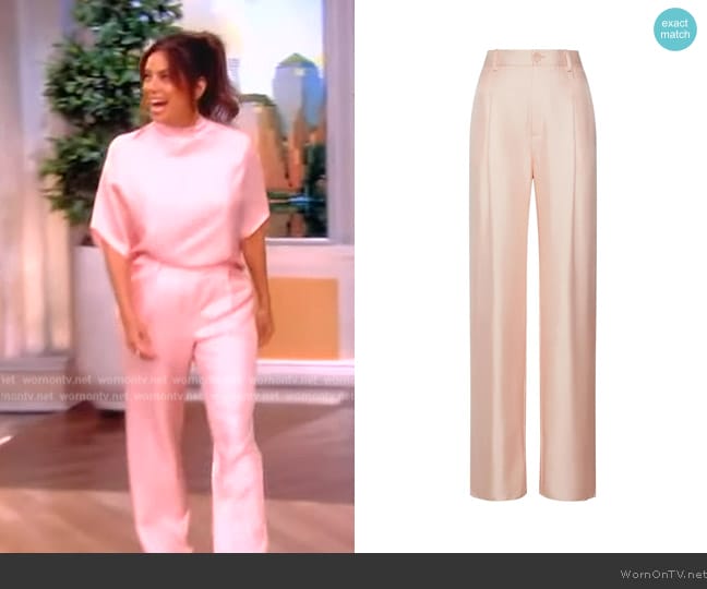 WornOnTV: Eva Longoria’s pink satin top and pants on The View | Clothes ...