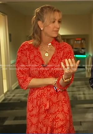 Lara's red printed wrap dress on Good Morning America