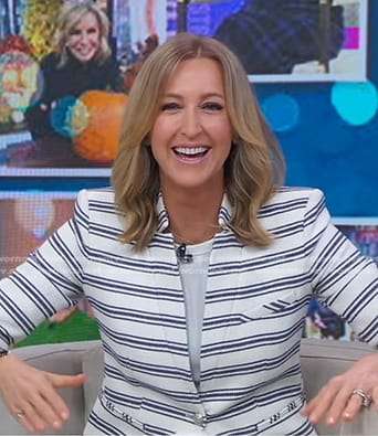 Lara’s white striped blazer on Good Morning America