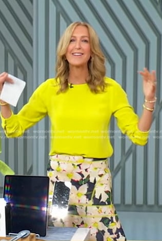 Lara's navy floral print skirt on Good Morning America