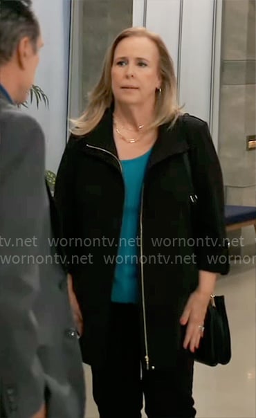 Laura's black zip jacket on General Hospital