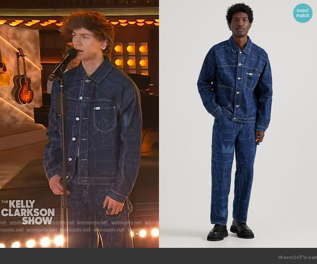 Lee X Basquiat Printed Denim Jacket worn by Brody Grant on The Kelly Clarkson Show