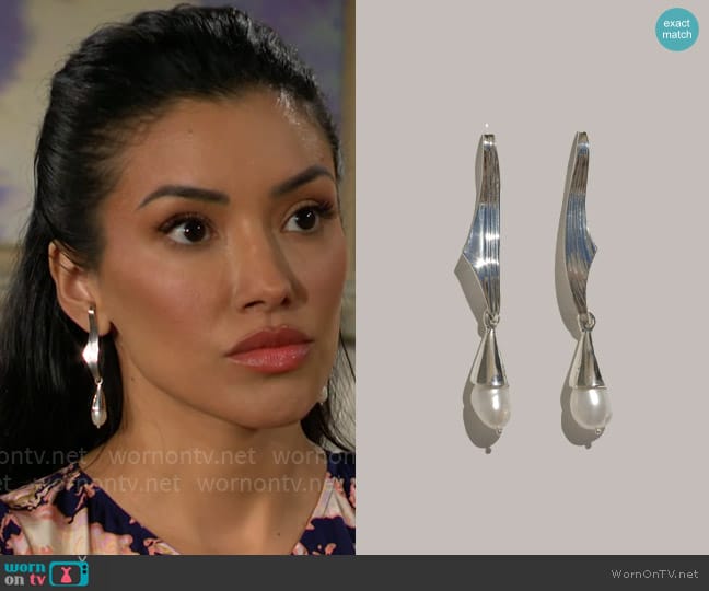 Leigh Miller Sterling Silver Albariño Earrings worn by Audra Charles (Zuleyka Silver) on The Young and the Restless